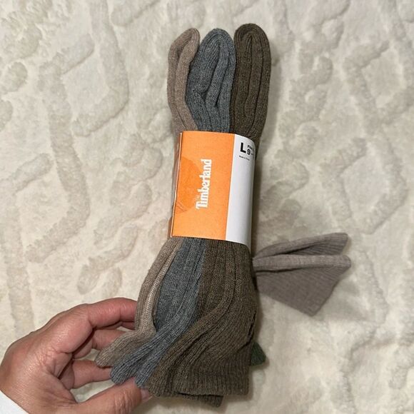 Timberland L 9-13 Brown Tan Green Gray Performance Cushioned Crew Socks 5pk - Picture 4 of 11